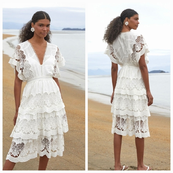 Farm Rio Embroidered Richelier Midi Dress - Picture 2 of 12